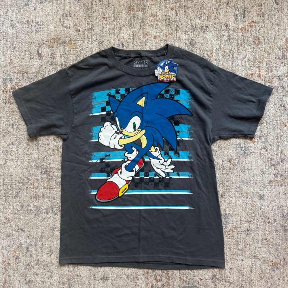 Sonic the Hedgehog Graphic Tee youth XL Gray Sega Video Game Shirt NWT